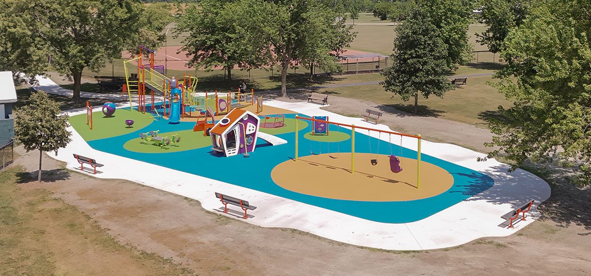 Full-scale landscaping and installation for the new park project at Co-an Park (McGregor).