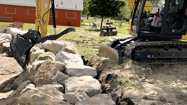 Armour Stone breakwall repair at Emery Park in Emeryville, Ontario.
